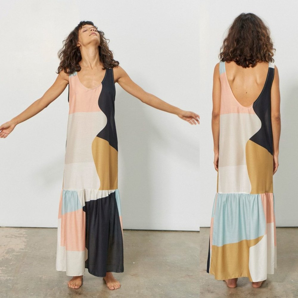 Mara Hoffman Valentina Cotton Maxi Dress Low Back
